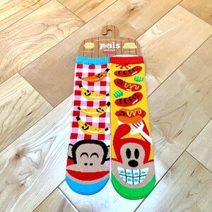 new Paul Frank Julius & Bob colorful quirky BBQ theme mismatched socks kids L